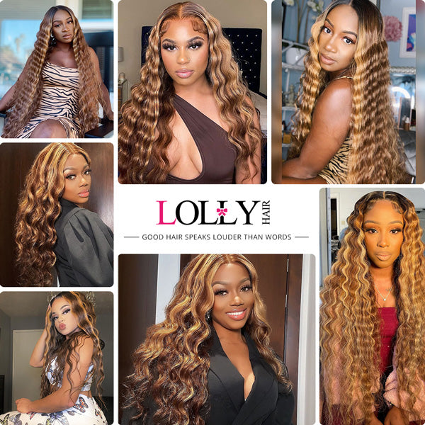 Highlight Loose Deep Wave Frontal Wig Human Hair Wig 13x4 Lace Front WIg P4/27 4x4 Closure Wig