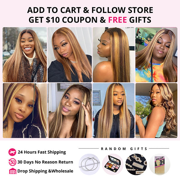 Highlight Ombre Bundles with Lace Closure Brazilian Hair Bone Straight Bundles with Closure