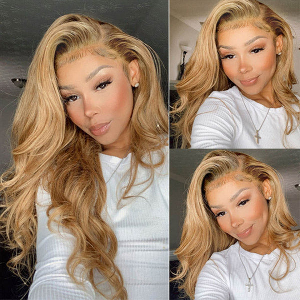 #27 Honey Blonde Body Wave 13x4 HD Lace Front Wig Glueless Colored Human Hair Wigs Wigs for Women