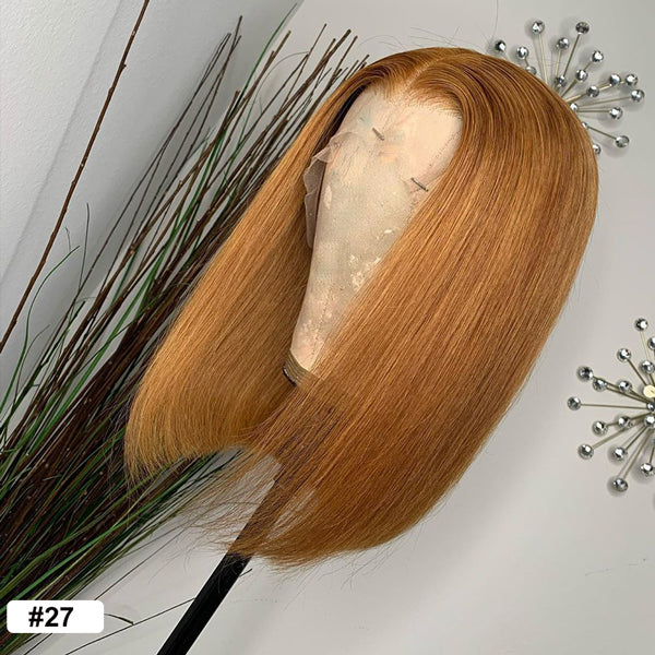 Honey Blonde Bob Wig #27 Straight Hair Human Hair Bob Wig - LollyHair