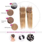 Honey Blonde Bone Straight Bundles with Closure 4x4 27# Colored Human Hair Bundles with Closure - LollyHair