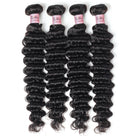 Lolly Hair Deep Wave Virgin Human Indian Hair Extensions 4 Bundles with 4x4 Lace Closure : LOLLYHAIR