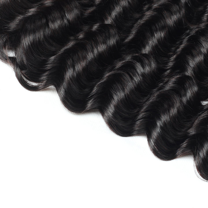 Lolly Hair Malaysian Deep Wave Human Hair Extensions 4 Bundles with 4x4 Lace Closure : LOLLYHAIR