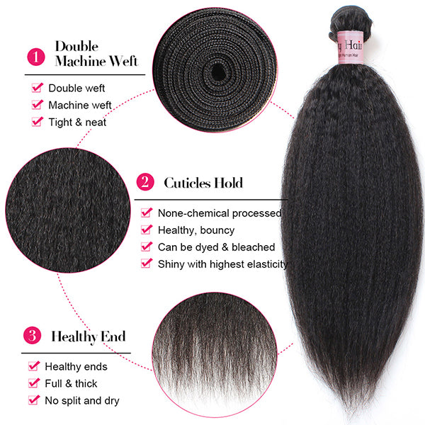 Kinky Straight Bundles with Closure Human Hair 3 Bundles with 4x4 Hd Lace Closure Deal