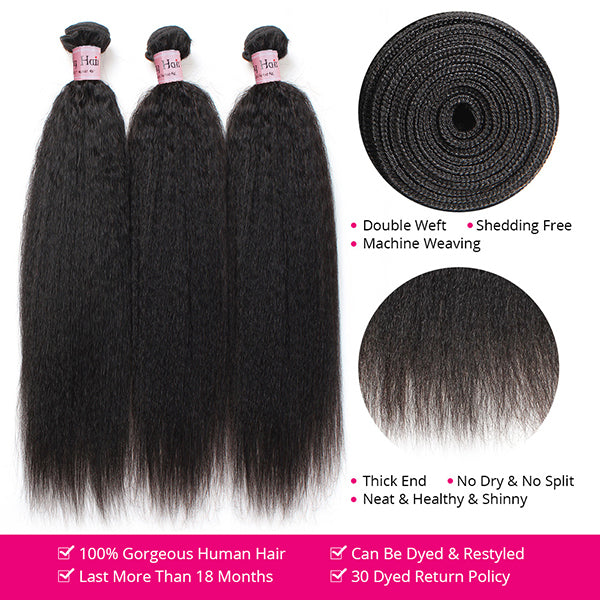 Kinky Straight Hair Bundles with Frontal 13x4 Hd Lace Frontal with Human Hair Bundles