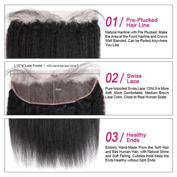 Kinky Straight Hair Bundles with Frontal 13x4 Hd Lace Frontal with Human Hair Bundles
