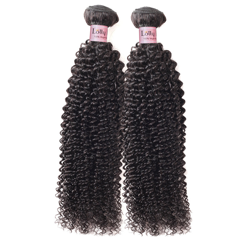 Lolly Virgin Indian Kinky Curly Human Hair Bundles With Lace Closure 9A : LOLLYHAIR