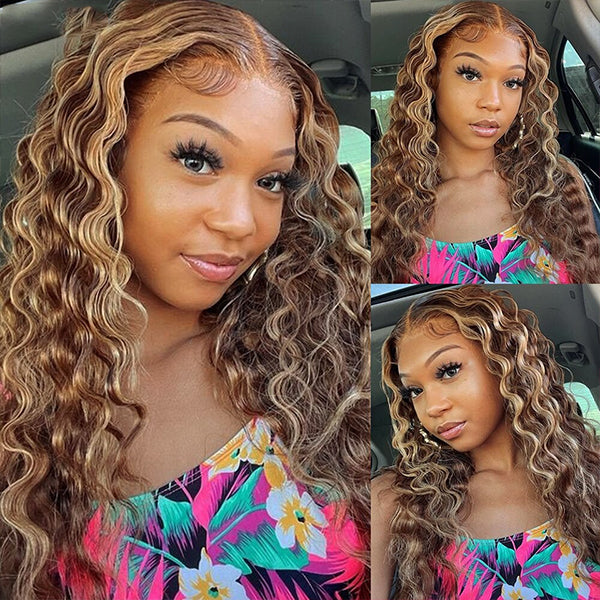 Lolly 65% OFF Flash Sale P4/27 Highlight Loose Deep Wave 13x4 HD Lace Front Human Hair Wigs