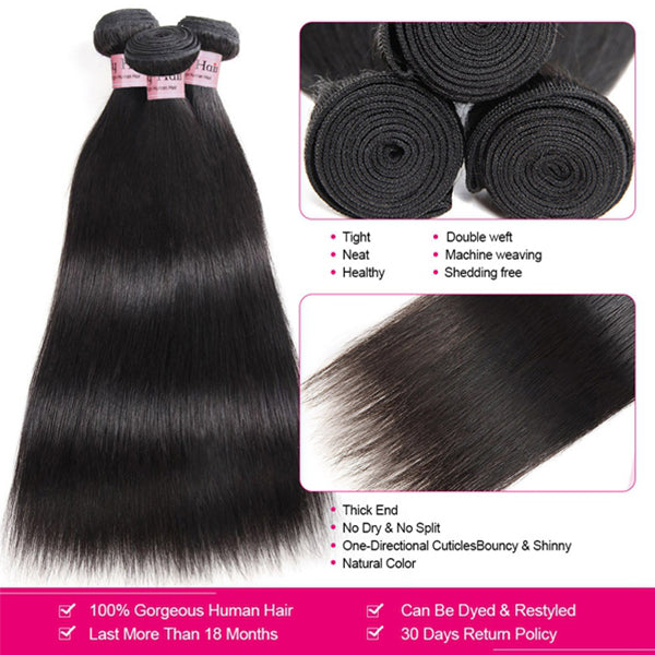 Lolly 9A Peruvian Silky Straight Hair Bundles Unprocessed Human Hair Extensions Weft 3 Bundles 300g