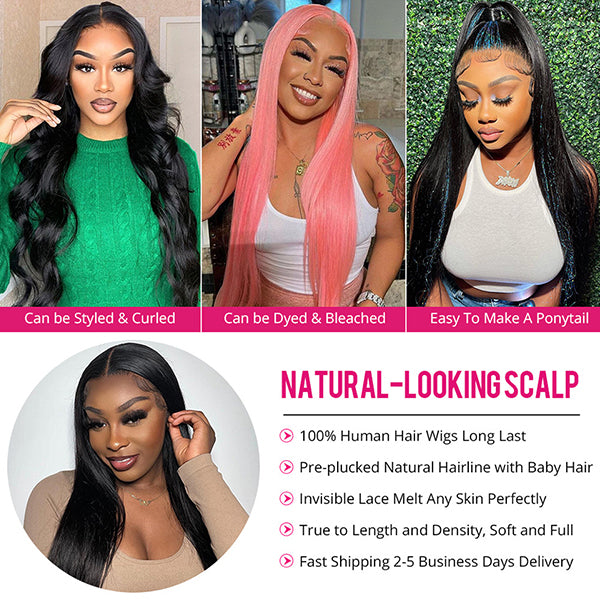 Ship In 24Hours- Lolly 70% OFF Flash Sale 13x4 Ready to Wear Lace Front Wigs Pre Plucked Pre Bleached Pre Cut Lace Frontal Human Hair Wigs