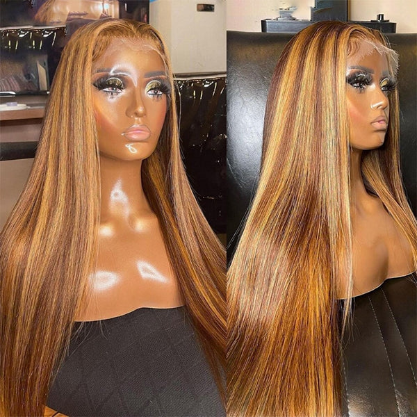 Lolly Flash Sale 65% OFF P4/27 Highlight 13x4 HD Lace Front Wig Straight Colored Human Hair Wigs