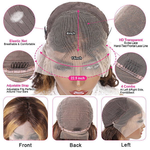 Lolly Flash Sale 65% OFF P4/27 Highlight Body Wave 13x4 HD Lace Frontal Human Hair Wigs