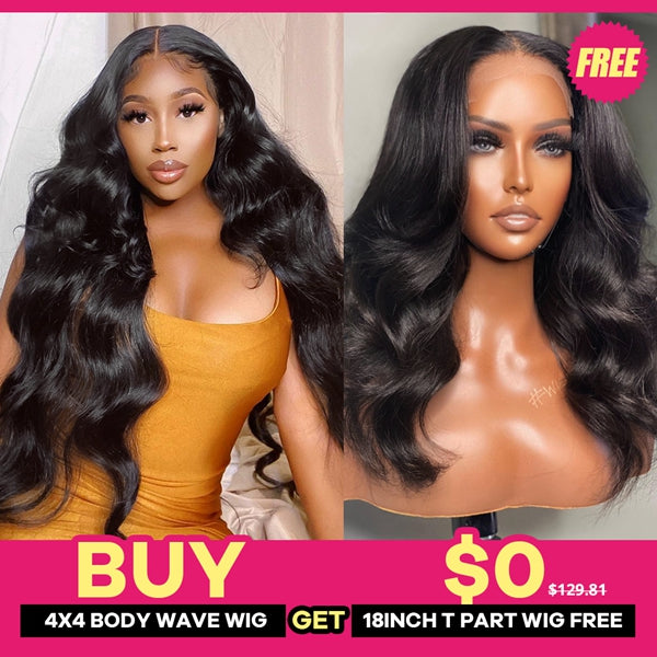 Lolly Flash Sale Buy 30-40 4x4 Body Wave Wig Get 18inch Lace Part Wig for FREE