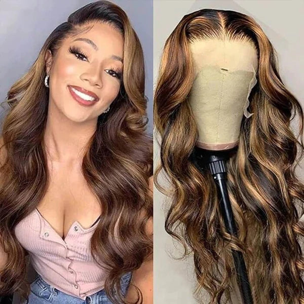 Lolly Flash Sale P4/27 Highlight Straight Lace Front Wig 13x4 Body Wave Colored Wigs $119.99