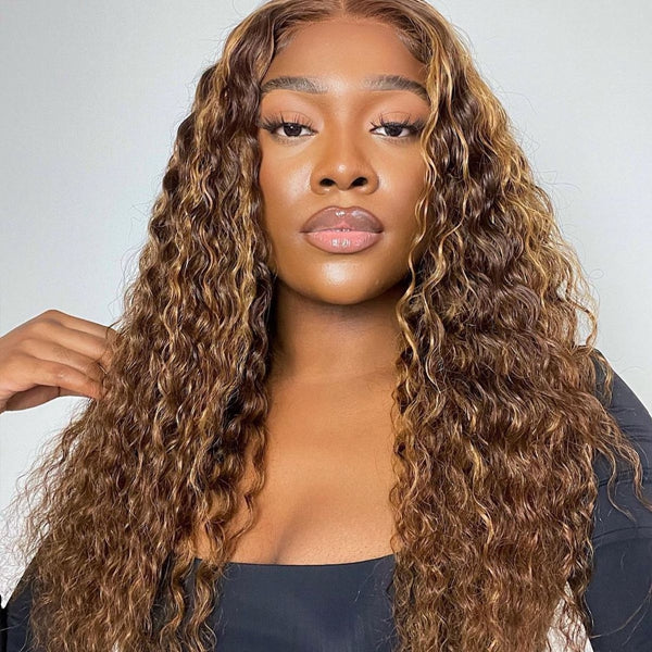 Lolly Flash Sale 65% OFF P4/27 Highlight Wig 4x4 Glueless Deep Wave Closure Wigs $75.99
