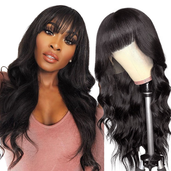 Lolly Flash Sale $100 OFF Glueless Body Wave Human Hair Wig with Bangs