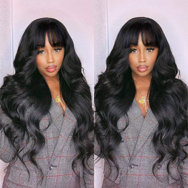 Lolly Flash Sale $100 OFF Glueless Body Wave Human Hair Wig with Bangs