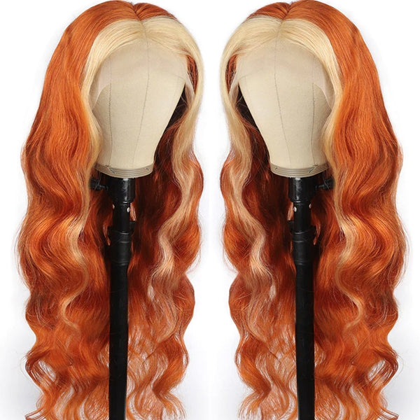 Lolly Flash Sale $100 OFF Ginger Blonde Human Hair Wigs HD Transparent Lace Part Wig