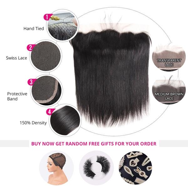 Malaysian Straight Hair 4 Bundles with Frontal Remy Human Hair Bundles with HD Frontal Closure