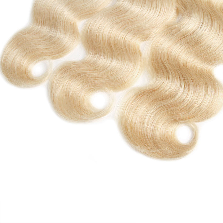 Lolly Hair 4Pcs Dark Root Body Wave Human Hair Weave Ombre Blonde 613# Natural Virgin Hair Extensions Unprocessed Body Wave 4 Bundles : LOLLYHAIR