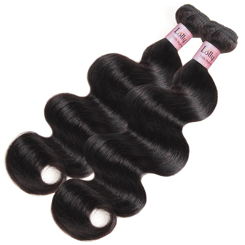 Lolly 100% Virgin Indian Body Wave Hair 2 Bundles With 4*4 Lace Closure 9A : LOLLYHAIR