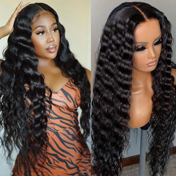 Lolly Glueless Loose Deep Wave Wig 13x4 HD Lace Front Wigs Pre-Plucked Wear and Go Transparent Lace Frontal Human Hair Wigs