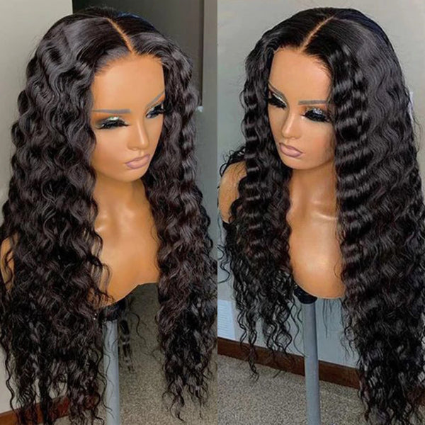 Lolly Loose Deep Wave Wear Go Wigs 13x4 HD Transparent Lace Front Wigs Real Glueless Pre Plucked Human Hair Wigs