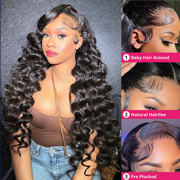 Loose Deep Wave 13x6 HD Lace Front Wig 30 inch Human Hair Wigs For Women