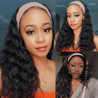 Brazilian Loose Deep Wave Headband Wig Human Hair Glueless Full Machine Made Wig with Headband - LollyHair