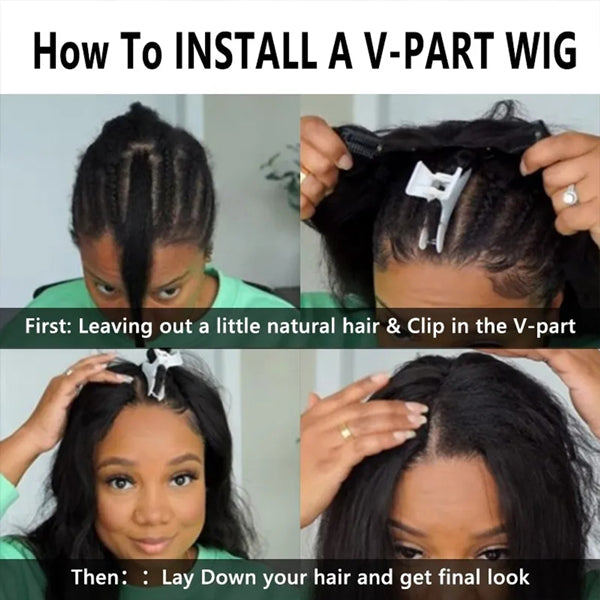 V Part Wig Loose Wave Human Hair Wigs Beginner Friendly Wig