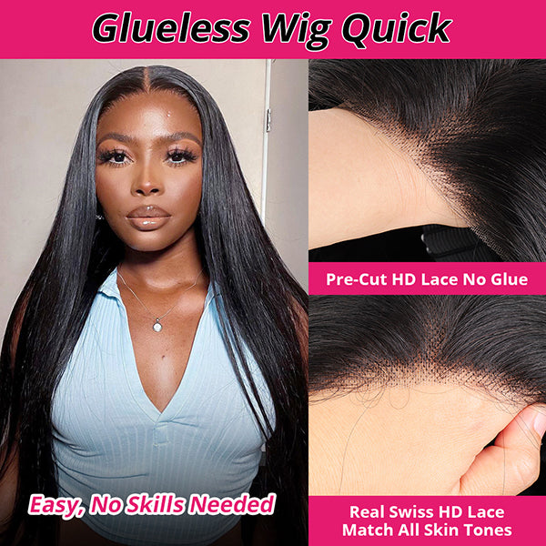 Glueless Straight Human Hair Wigs 4x4 5x5 HD Lace Closure Wigs Pre Cut Wear and Go Wigs