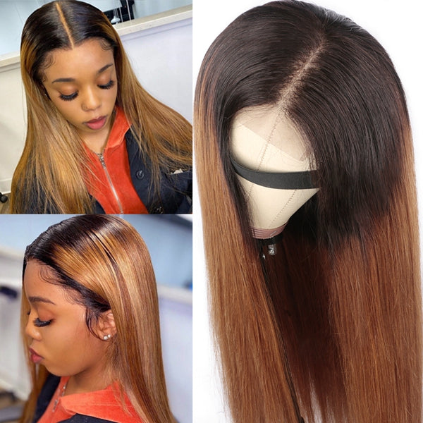 Ombre 1B/30 Lace Front Wig Straight Human Hair Wig 13x4 Lace Frontal Wig