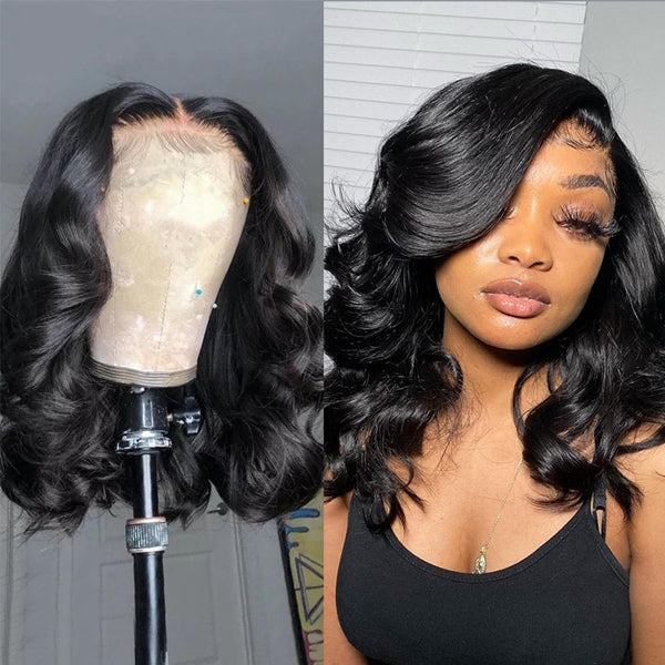 Pre-curled Body Wave Glueless Wig 13x4 Undetectable Lace Front Short H ...
