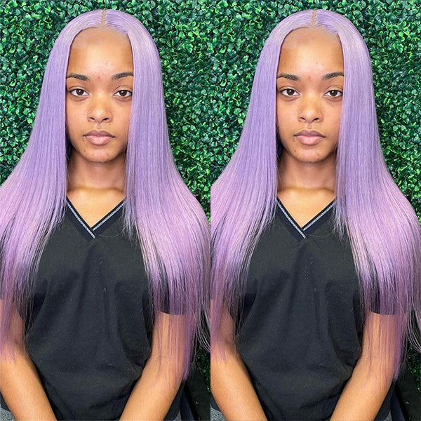 Purple Lace Front Wig HD Colored Human Hair Wigs 30 Inch Straight Wigs