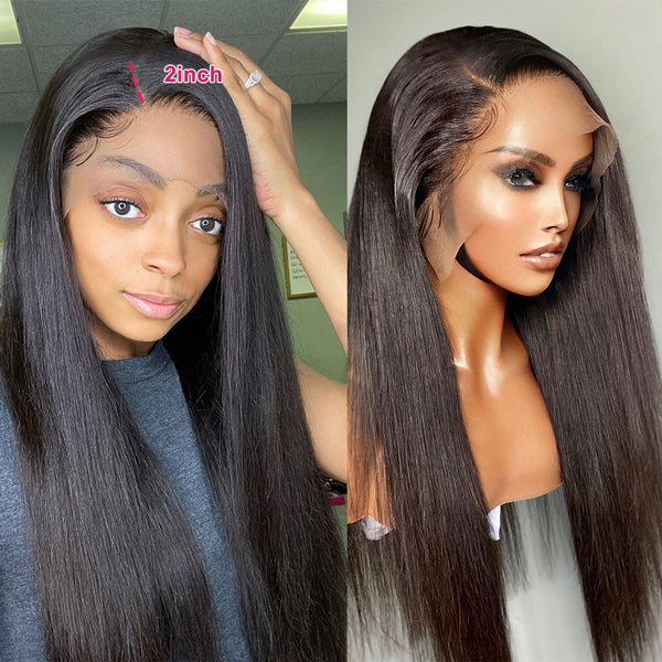 Straight Human Hair Wigs 30 inch HD Lace Front Wigs Natural 13x2 Black Wigs