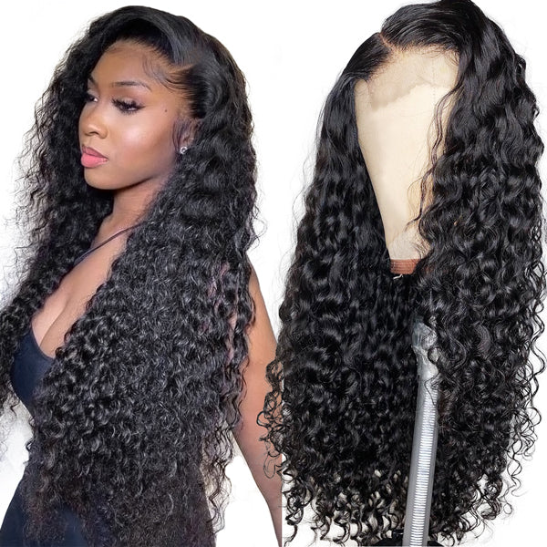 Real Water Wave Human Hair Wigs 13x2 30 inch Transparent Lace Front Wigs