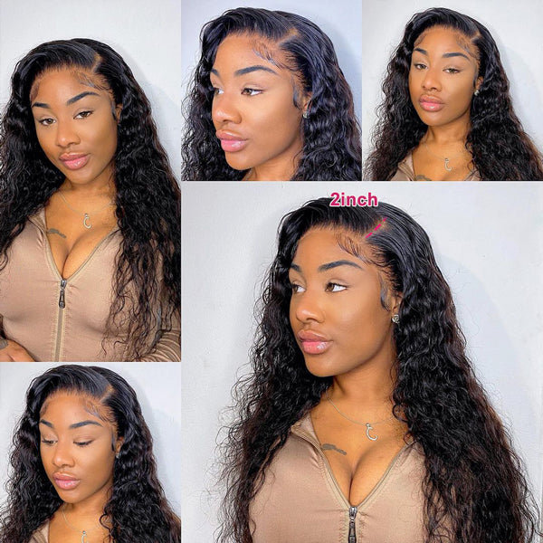 Real Water Wave Human Hair Wigs 13x2 30 inch Transparent Lace Front Wigs