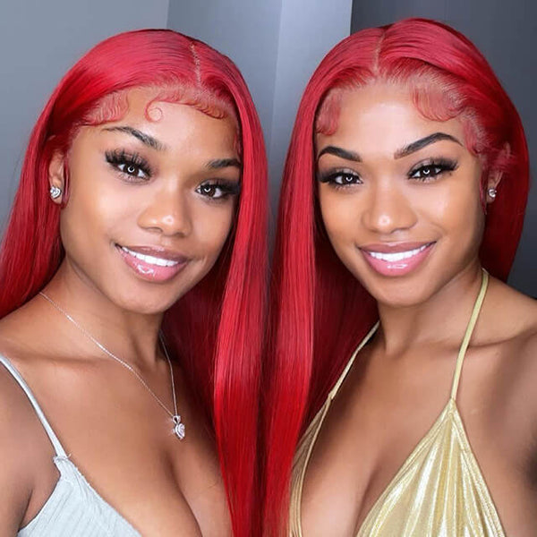Red Human Hair Lace Front Wigs With Baby Hair 13x4 Straight Frontal Wig