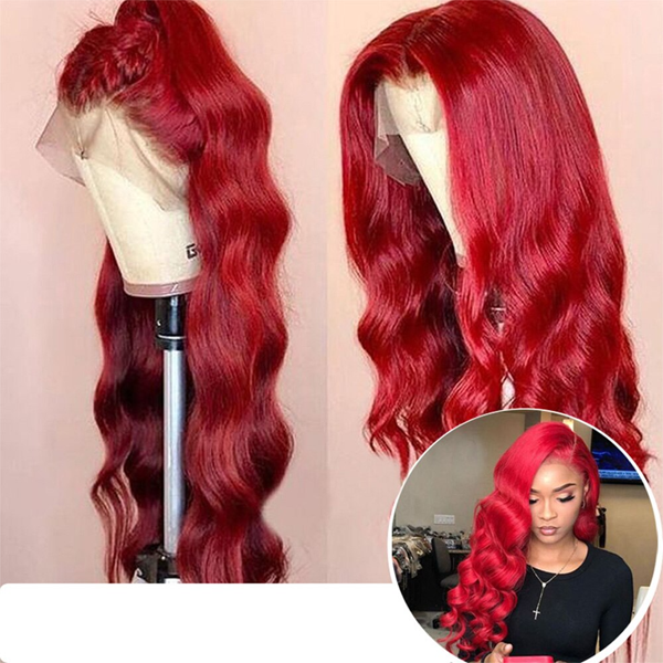 Red Lace Front Human Hair Wigs 13x4 Body Wave Wig Glueless Frontal Wig