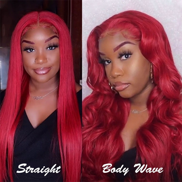 Red Lace Front Human Hair Wigs 13x4 Body Wave Wig Glueless Frontal Wig