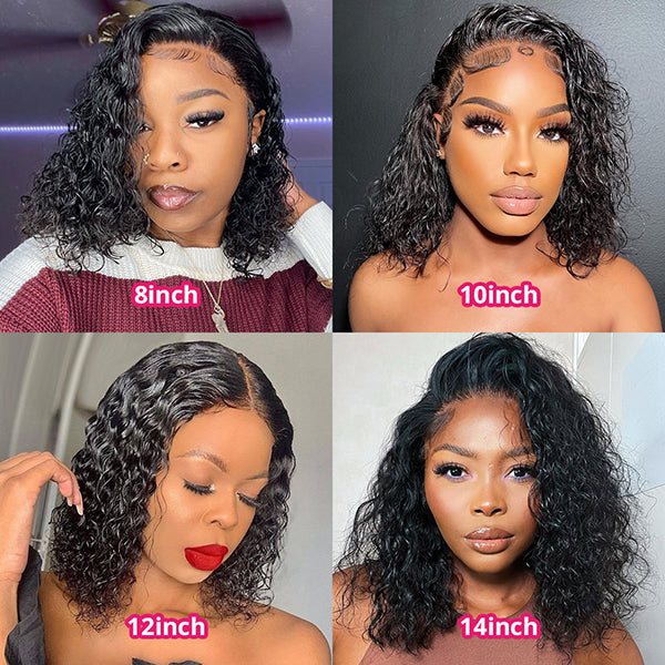Short Bob Wigs Water Wave 13x4 HD Glueless Lace Front Wigs Wet And Wavy Human Hair Wigs for Women