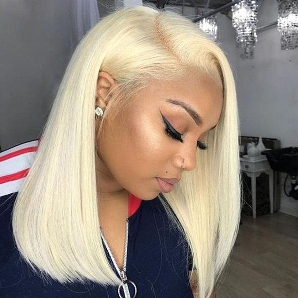 13x4 613 Blonde Bob Wigs Short Straight Bob Lace Frontal Wigs for Women - LollyHair