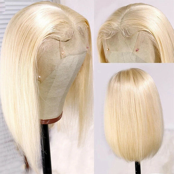 13x4 613 Blonde Bob Wigs Short Straight Bob Lace Frontal Wigs for Women - LollyHair