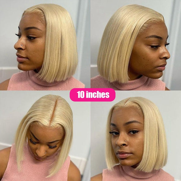 13x4 613 Blonde Bob Wigs Short Straight Bob Lace Frontal Wigs for Women - LollyHair