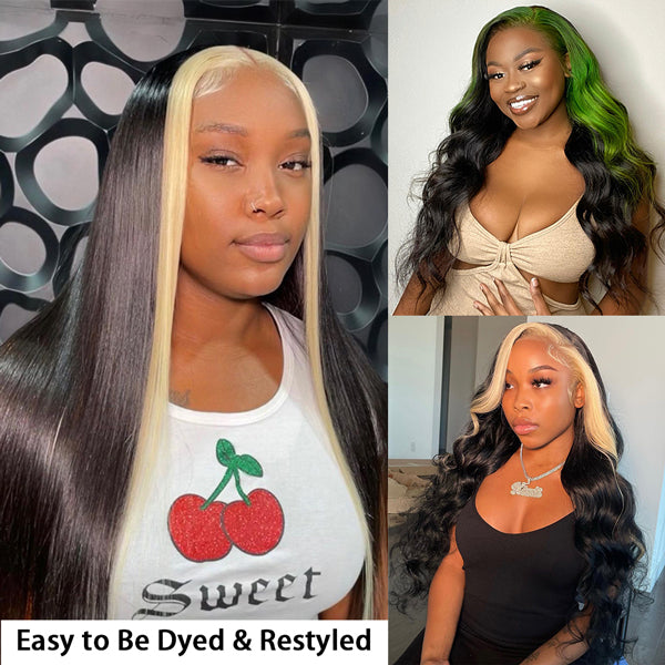 Skunk Stripe Hair Wig 13x4 Straight Lace Front Wig with 613 Blonde