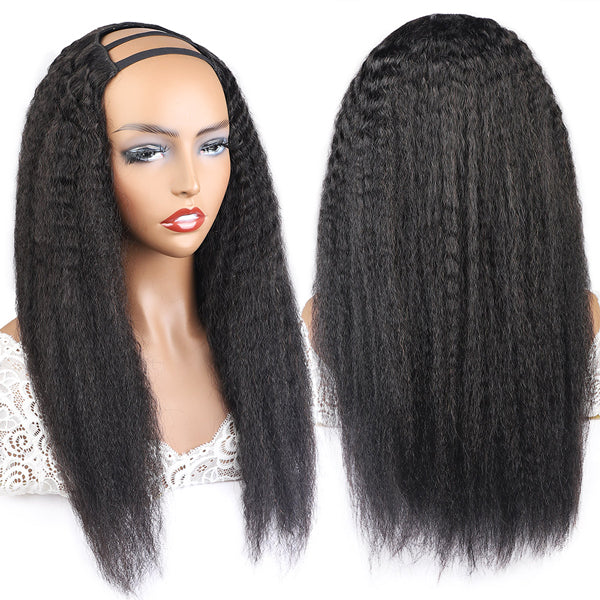 U Part Wig Brazilian Hair Kinky Straight Wig 100% Human Hair U Part Wigs