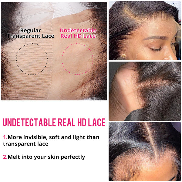 Lolly Undetectable Invisible 13x4 HD Lace Front Wigs Straight Pre Plucked Bleacked Knots Glueless Human Hair Wigs