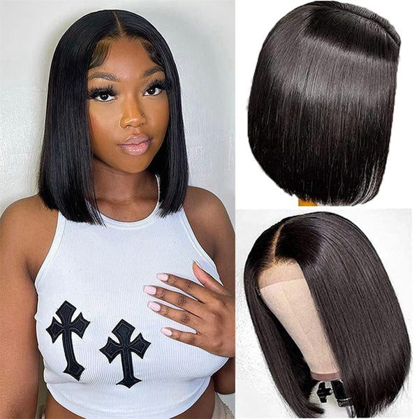 Undetectable Invisible Glueless Bob Wigs 13x4 Straight Lace Front Human Hair Bob Wigs