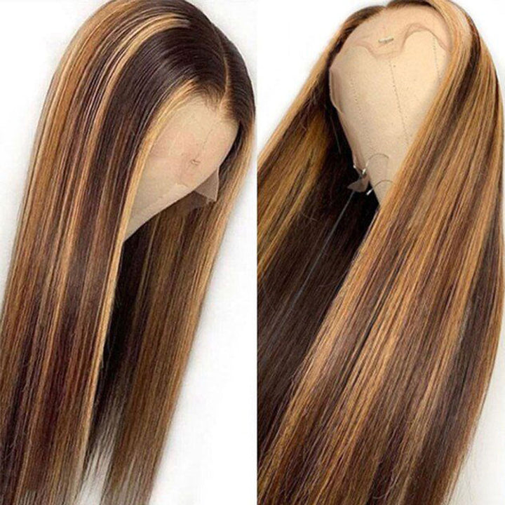 P4/27 Highlight Colored Human Hair Wigs 13x4 Ombre Bone Straight Lace Front Wig Human Hair Wigs - LollyHair