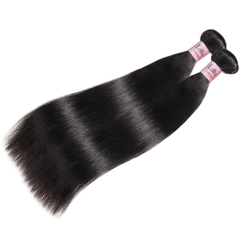 Lolly Hair Virgin Peruvian Straight Hair 2 Bundles With 4*4 Lace Closure 9A : LOLLYHAIR